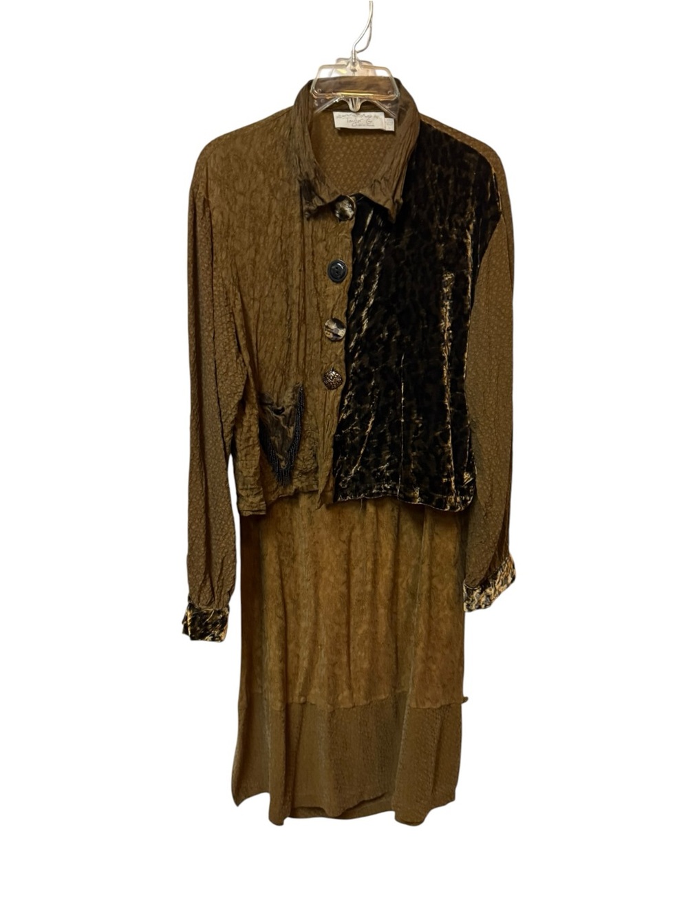 TAYLOR G Brown Velvet Panel Vintage-Inspired Skirt Set XL